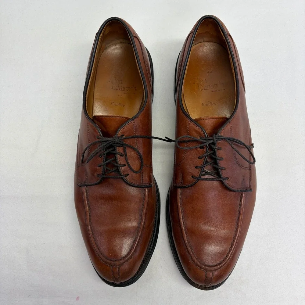 Allen Edmonds Bradley Dress Shoes Mens 12 B Brown Leather Split Toe Blucher